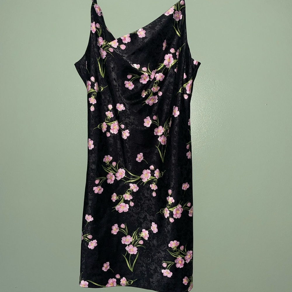 Topshop slip dress black floral